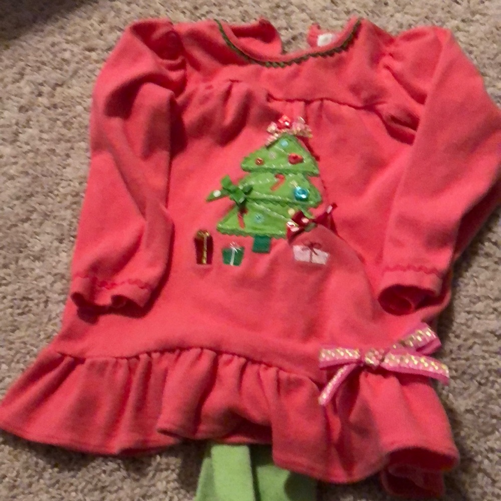 Christmas trees tunic top with green tights